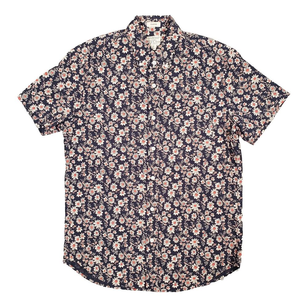 J.Crew‎ Secret Wash Shirting Floral Shirt Mens Small Navy Blue Orange Summer